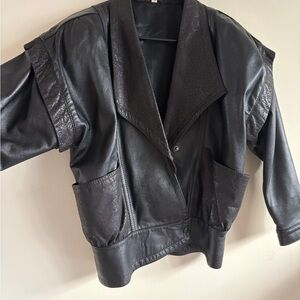Vintage Oversized Black Leather Jacket